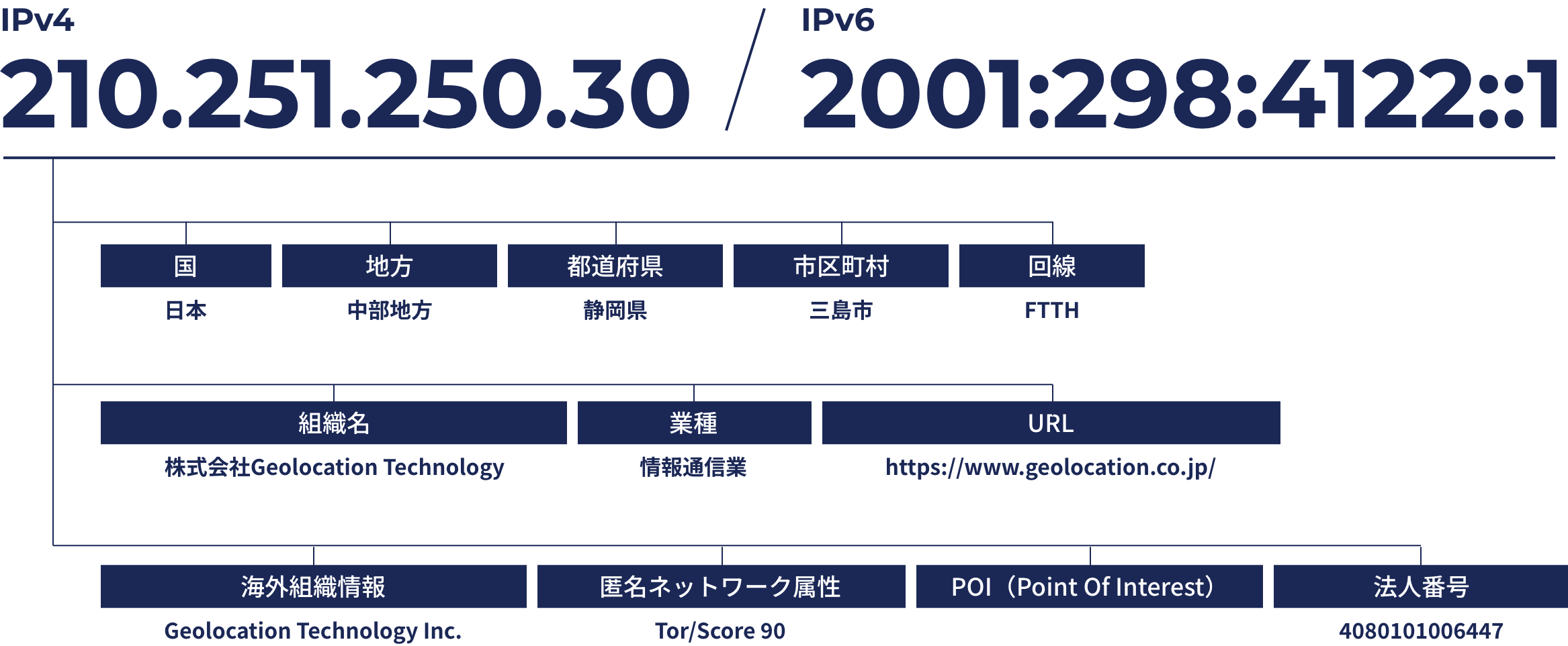 IP Geolocation & IP Intelligenceデータベースのイメージ図